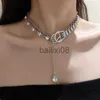 Pendant Necklaces FYUAN Geometric Crystal Choker Neckles for Women Splicing Chain Button Long Pendant Neckles Statement Jewelry J230620