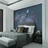 Papel de parede 3d personalizado pequeno mural luz fresca luxo flor pássaro planta fundo decoração da parede pintura L230620