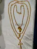 Pendant Necklaces 3pcs Africa Map Cross Nefertiti Pendant Neckle Set For Women Men Color Stainless Steel Set Neckle Egyptian Jewelry J230620