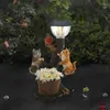 Exquisite Cartoon Animal Statue Cute Squirrel Craft Ornaments Solar Lights Emitting Figurines Gift For Home Garden Room Decor