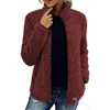 2022 Stehkragen Einfarbig Top Pullover frauen Casual Mode Lange Sleeve Zipper Blase Fleece Mantel kunstleder jacken jacke frauen