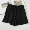 Kvinnor shorts casual kvinnor mode söt elastisk midja sommar tonåringar koreansk stil daglig enkel allmatch ren wideleg 230620