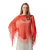 Sjaals Vrouwen Zon Bescherming Sjaal Lady Hol Zomer Poncho Vakantie Bikini Blouse Ademend Strand Cape Kwastje Effen Kleur Mantel 230619