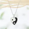 Collares pendientes esmalte corazón gota de agua Yin Yang Punk minimalista suéter cadena de clavícula para amigos amantes joyería N294