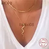 Hanger Kettingen ROXI Echt 925 Sterling Silve Snake Hanger Neckle Vrouwen Geschenken Punk Style Charm Gold Choker Neckle Lange Verklaring Sieraden J230620