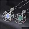 Pendant Necklaces Faceted Crystal Stone David Star Davids Shield Six Mans Double Belt Diamond Men And Women Jewelry Neck Dhqzy