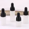 50pcs/lot 1ml 2ml 3ml 5ml Wholesale Clear Glass Dropper bottle Mini Frosted Glass essential Oil bottle with hose vials