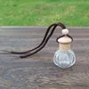 12ML Clear Glass Car Pendant Hanging Bottle Refillable Perfume Packaging Bottle with Wooden Cap F928 Gffci