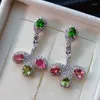 Boucles d'Oreilles KJJEAXCMY Fine Jewelry 925 Sterling Silver Incrusté Naturel Tourmaline Femelle Oreille Goujons Mode Cadeau Fête D'anniversaire Weddi