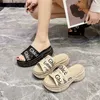 Slippers Summer Women Wedge Slippers High Heels Thick Sole Sandals Female Platform White Slides for Woman Cross Fish-mouth Open-toe Shoes J230620