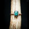 Trouwringen Vintage Turquoise Set Rose Gold Women Boho Zircon Women's Engagement Sieraden