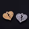 Pendant Necklaces Bubble Letter Broken Heart Neckle Pendant Charms Chain for Men Real Gold Plated Hip Hop Jewelry J230620