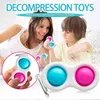 Радужный брелок Pandents Pop It Fidget Toy Sensory Push Bubble Аутизм Специальные потребности Тревога Снятие стресса для офиса Fluorescen Stock