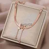 Pendant Necklaces Stainless Steel Neckles Vintage Butterfly Tassel Pendants Blade Snake Chains Aesthetic Charms Choker For Women Jewelry Gifts J230620