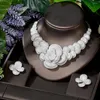 Halsbandörhängen Set Fashion Classic Zirconia Wedding Flower Shape 2 PCS Jewelry for Women Anniversary Party Show N-1707