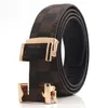 European and American Belt Men's Automatic Buckle High-End Letter Plaid Belt Business Men's Suit Pant Belt factory outlet