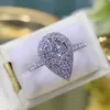 Anéis de casamento moda anel em forma de pêra para mulheres luxo micropavimentado cristal zircão elegante noivado noivado jóias amante