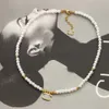 18 Karat vergoldete Perlenketten, Halsband, Buchstaben-Anhänger, Statement-Mode-Damen-Halskette, Hochzeit, Schmuck, Zubehör, Zubehör