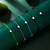 Charm Bracelets Fashion Simple Hand Woven Multicolor Cord Bracelet Romantic Heart Adjustable Promises Girl Jewelry Anniversary Gift