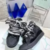 Designer Shoes Mesh Woven Lace-up Shoes OP14 Style 90s Extraordinary Sneakers Embossed Leather Curb Sneakers Running Men Women's In Nappa Calfskin Shoes Black