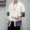Мужские куртки хлопковая льняная рубашка мужская китайская уличная одежда кимоно пальто мужское кардиган 230620