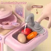 Kitchens Play Food Large Children Simulation Kitchen Toy Set Lampligh Sound Effect Spray Kitchen Food Cooking Dining Table Play House Toys Gifts 230619