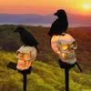 Garden Decorations Solar Resin Halloween Crow Skull Light Outdoor Waterproof LED Light Balcony Holiday Lawn Lamp Garden Decor Decorative Light 230620