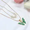 Pendant Necklaces 2 Pcs Butterfly Pear Necklace For Women Trendy 2023 Jewelry Aesthetic Multi-layer Accessories Drop