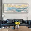 Zonsondergang Horizontale Versie Woondecoratie Muurschildering Hand Getrokken Canvas Goud Folie Olieverf Woonkamer Sofa Achtergrond Muur Poster L230620