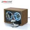 Watch Boxes Cases FRUCASE Double Watch Winder for Automatic Watches 2 Box Jewelry Display Collector Storage Wood Grain with Light 230619