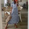 Sıradan elbiseler kadınlar vintage baskı bohem elbisesi yaz moda v kadın kısa plaj uzun tatil boyun vestidos sl b0k8