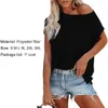 One Shoulder Slope Neckline T-Shirt Casual One Shoulder Tops Kurzarm T-Shirts Loose Summer Shirt Damen Einfarbig