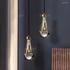 Hanglampen Waterdrop Lamp Moderne Hanglamp Luxe El Villa Bar Eetkamer Slaapkamer Koper Kristal Plafond Kroonluchter Verlichting