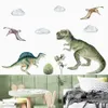 Wall Stickers Jurassic Raptor Tyrannosaurus Dinosaur Kids Sticker Watercolor Peel and Stick Decals Boy Room Interior Home Decor 230619