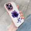Case for iPhone 15 14 Plus 11 12 13 Pro Max Shiny Diamond Camera lens Casing Red Rose Flower Pattern HD Clear Acrylic Shockproof Cover