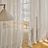 Curtain French White Lace Voile Window Treatments for Living Room Bedroom Door Curtains Floral Tulle Drapes Balcony Screen 230619