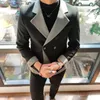 Men's Suits 2023 Set Slim Fit Tuxedo Stylish Stage Party Club Korean Patchwork 2 Piece Suit Blazer Men