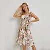 Casual Dresses Sleeveless Dress Women Lace Up Off The Shoulder Floral Sundress Holiday Style Summer Midi Female Clorhes Outfits