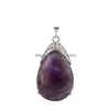 Hanger Kettingen Natuurlijke Teardrop Quartz Crystal Stone Ingelegd Met Colorf Zirkoon Water Drop Therapie Chakra Sieraden De Dhmq8