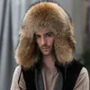 Chapéu de pele de guaxinim unissex de inverno totalmente coberto natural marrom chapéu russo caçador de esqui chapéu de caçador protetor de orelha