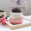 Plantenbakken Potten Roze Flow Glaze Keramische Bloempot Leuke Handgeschilderde Succulent Potten Mini Plant Containers Planter Met Gat Huis Tuin Decor R230620