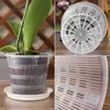 Planters POTS 5st Mesh Flower Pot Net Clear Plastic Orchid Planter Flowerpots Tray Root Breatble Growth Container Slots Wall Hanging Cup R230620