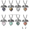 Pendant Necklaces 16Mm Natural Stone Healing Crystal Sier Copper Wing Dragon Fashion Jewelry Necklace Drop Delivery Pendants Dhsta