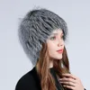 Women's Real Silver Fox Bont Muts Gebreide Cap Beanie Ski Warme Outdoor Skull Hat