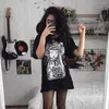 Casual Dresses Y2k Gothic Punk Black Oversized T Shirt Aesthetic Harajuku 90s Letter Printed Graphic Tee Short Sleeve Cotton Grunge Tops