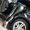 光沢のある黒いセクシーレザーパンツプラスサイズPUレギンス女性ハイウエストスキニータイツエラスティック伸縮性衣装