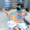 T-shirts Summer Fashion Boys T-shirts Tie-Dye Korean Short Sleeve Streetwear Boys Clothes Tshirt Top Tees Size 4 5 7 9 11 13 14Years 230619