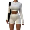 2023 Designer Shorts Tute Lavorato a maglia Girocollo Maniche lunghe Crop Top T-shirt Felpa Due pezzi Sport Versatile Suit