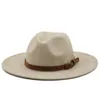 Daim Jazz Fedora chapeau avec ceinture marron hommes large bord Western Cowboy haut casquette fête église chapeaux femmes élégant Panama chapeau de soleil