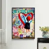 Pop Street Graffiti Girl in Love Wall Art Poster Abstract Mural Home Decor Picture Print Canvas Painting Living Room Decoration